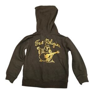 True Religion Black + Metallic Gold Buddha Full-Zip Hoodie Toddler Unisex 4T